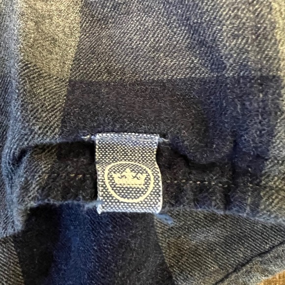 Peter Millar Plaid Button Down flannel Shirt Men XL Blue Gray Long Sleeve Cotton - Picture 3 of 8